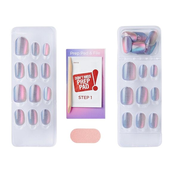 imPRESS Blue & Gray Holographic Press-on Nails - Picture 2 of 2